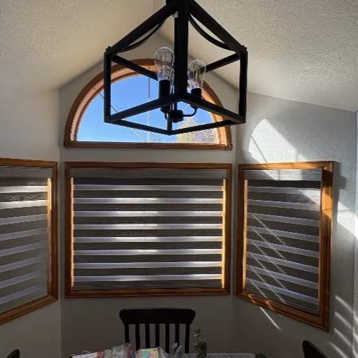 Closed banded shades with skylight
